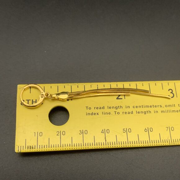 Fringe Dangle Drop Earrings Gold Tone 3 Strands - Picture 5 of 5